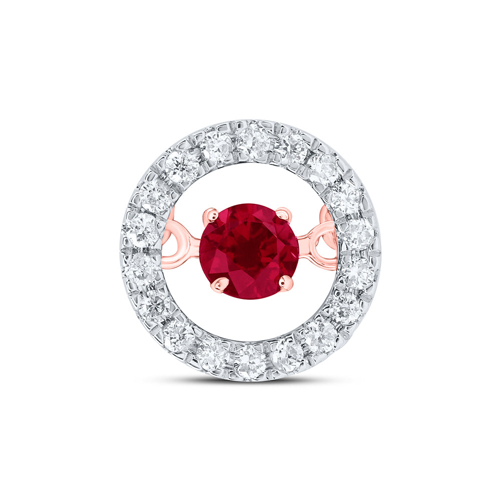 1/10CTW-DIA CN 3MM RD-RU NAT GEM DANCING PENDANT