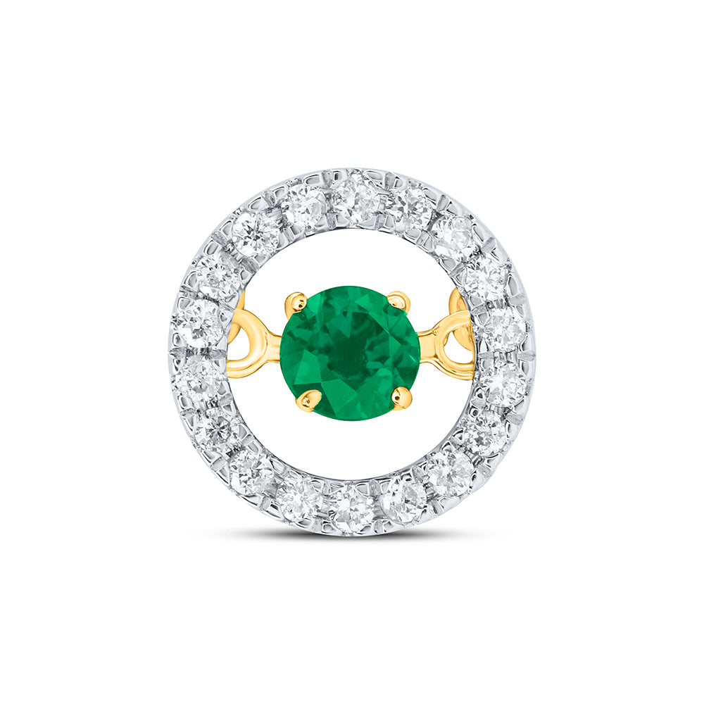 1/10CTW-DIA CN 3MM RD-EM NAT GEM DANCING PENDANT