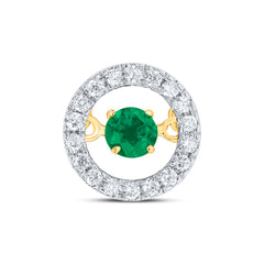 1/10CTW-DIA CN 3MM RD-EM NAT GEM DANCING PENDANT