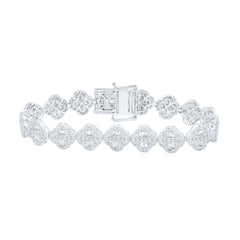 14K White Gold 5 CTW-Natural Diamond Fashion Clover Bracelet (7 Inch ) 19.34 Gram