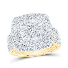 14k Gold 1 1/3 CTW-Natural Diamond Cushion Ladies Ring Gram