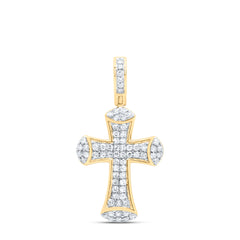 10K Yellow Gold 3/8 CTW-Natural Diamond Gift Cross Pendant 1.59 Gram