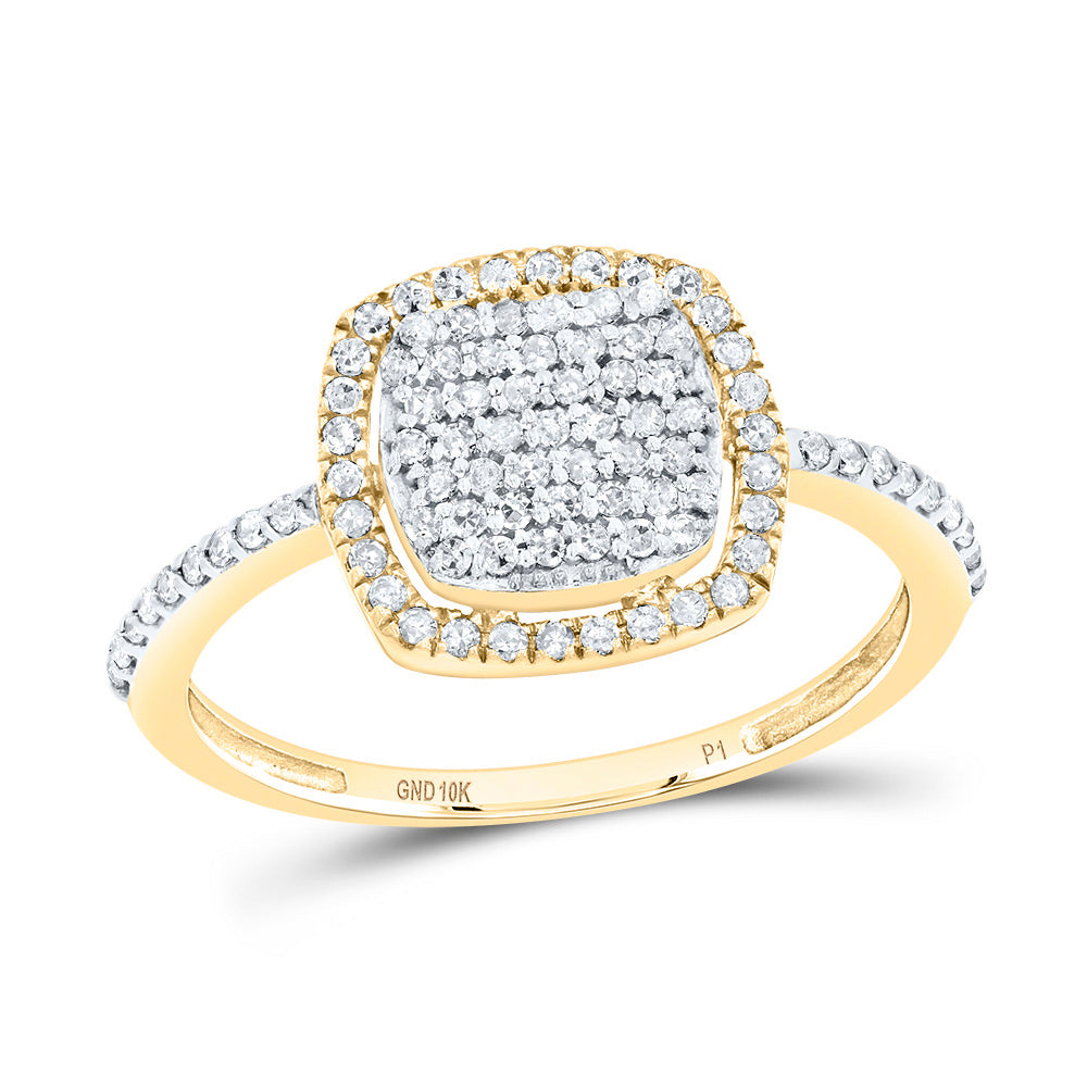 10K Yellow Gold 1/3 CTW-Natural Diamond Gift Cushion Ring 1.60 Gram