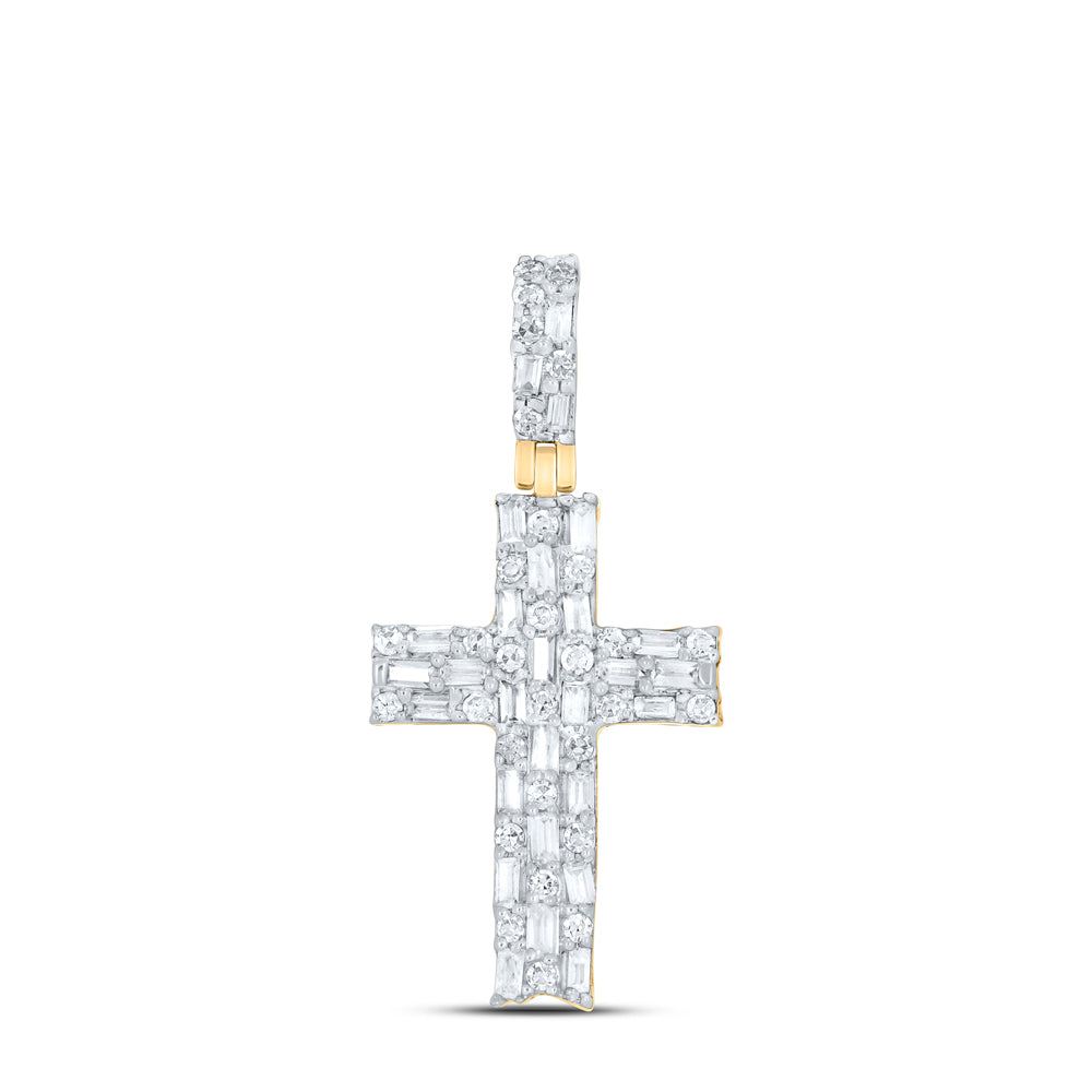 10K Yellow Gold 5/8 CTW-Natural Diamond Gift Cross Pendant 1.79 Gram