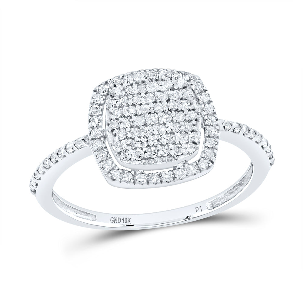 10K White Gold 1/3 CTW-Natural Diamond Gift Cushion Ring 1.84 Gram