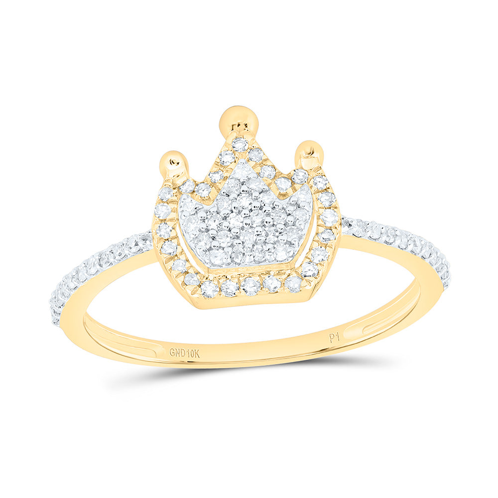 10K Yellow Gold 1/4 CTW-Natural Diamond Gift Crown Ring 1.69 Gram
