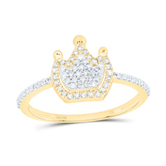 10K Yellow Gold 1/4 CTW-Natural Diamond Gift Crown Ring 1.69 Gram