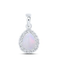 1/5CTW-DIA CN 8X6MM-PS-OPAL NAT GEM PENDANT