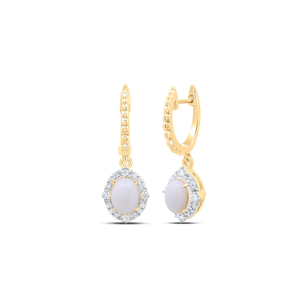 1/5CTW-DIA CN 6X4MM-OV-OPAL NAT GEM DANGLING EARRING