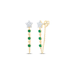 10k Gold 1/6 CTW-Natural Diamond 1/5 CTW-Rd-Em Natural Gemstone Twile Star Earring Gram