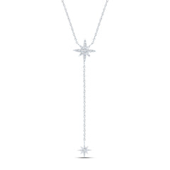 10K White Gold 1/10 CTW-Natural Diamond Fashion Twile Star Necklace (18 Inch ) 1.71 Gram