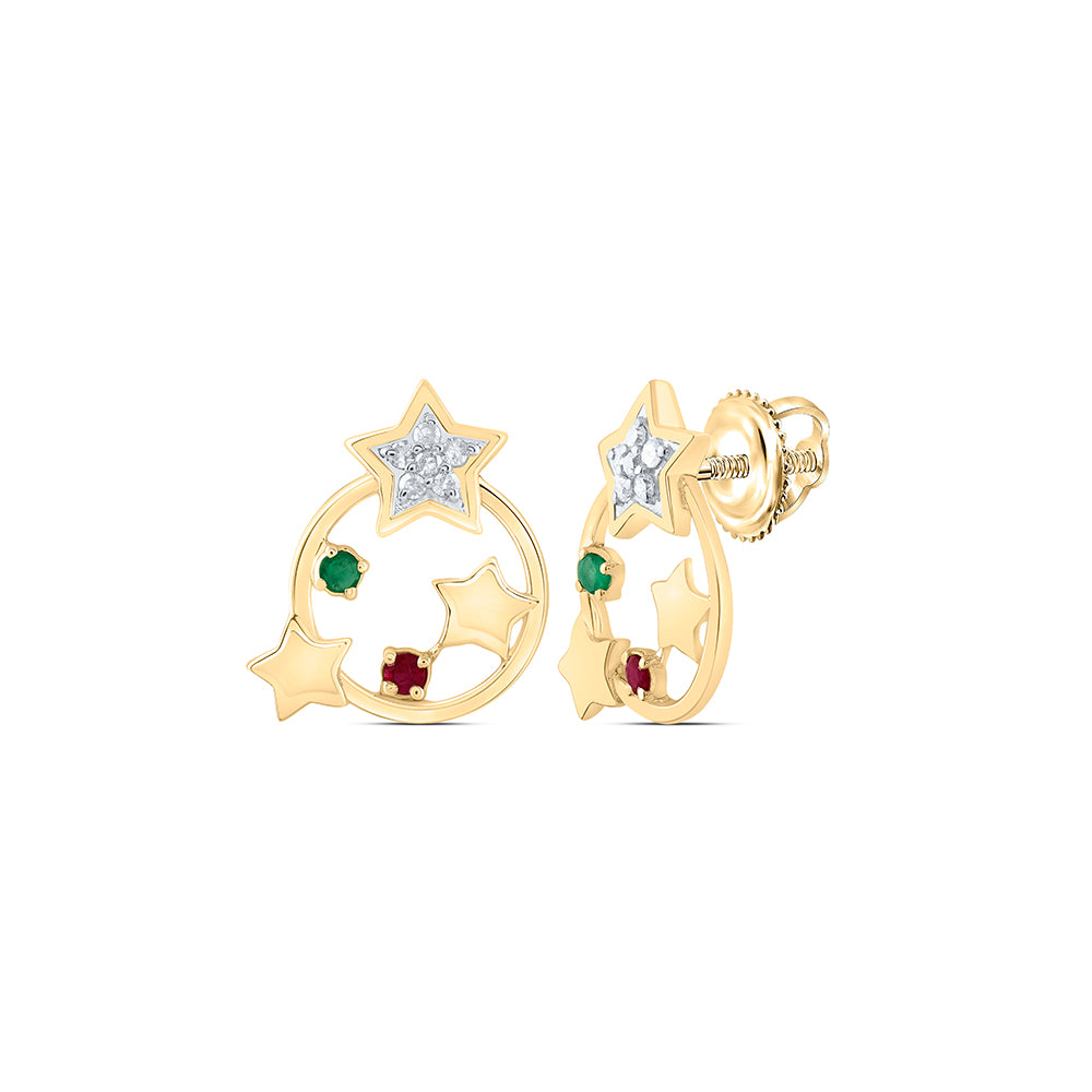 1/20CTW-DIA P1 1/20CTW-RD-EM,1/20CTW-RD-RU NAT GEM EARRING