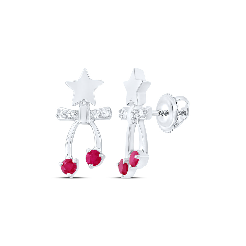 1/20CTW-DIA P1 1/8CTW-RD-RU NAT GEM EARRING