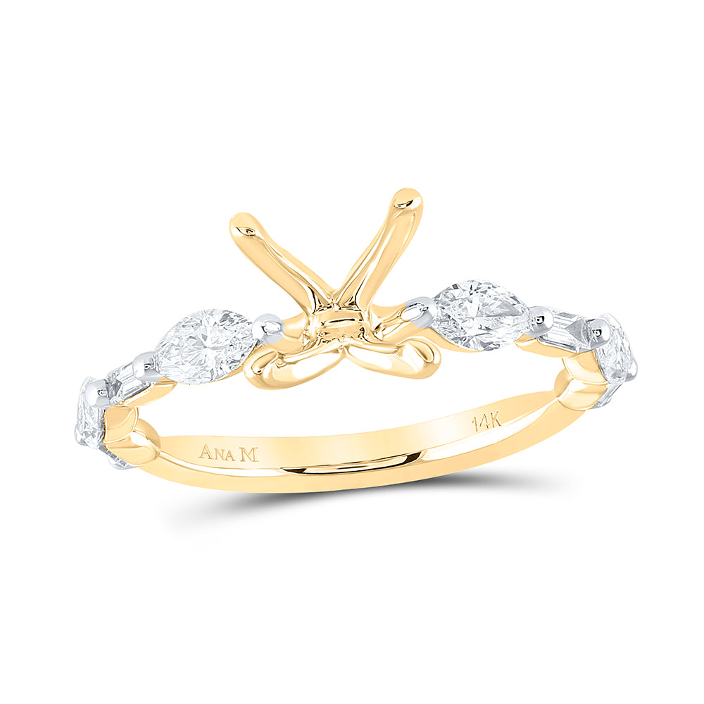 14K Yellow Gold 7/8 CTW-Natural Diamond 3 Ct-Cov Semi-Mount No Halo Engagement Ring 2.50 Gram