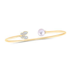 1/12CTW-DIA CN 6MM-PEARL BUTTERFLY LADIES BANGLE (60X48MM)