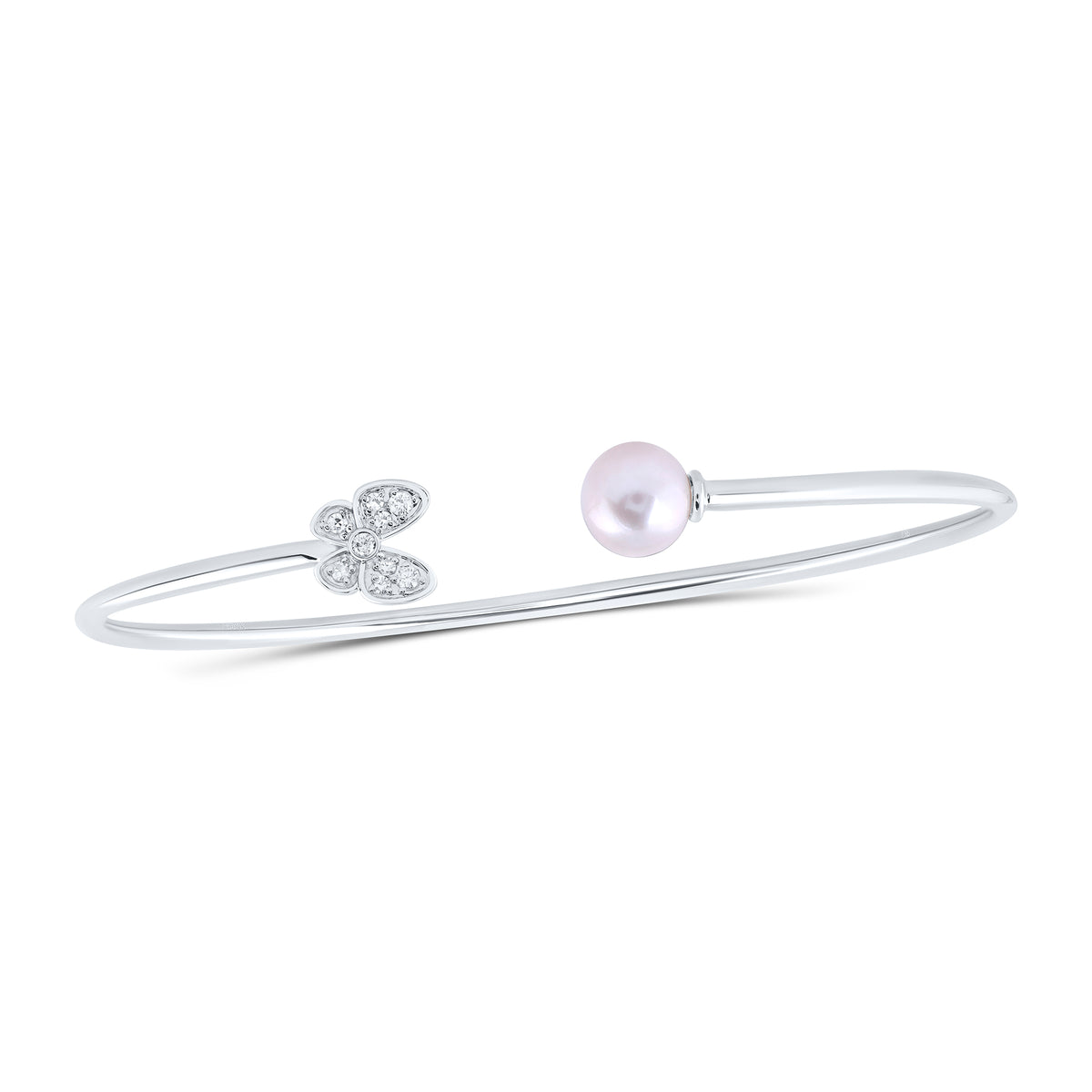 1/12CTW-DIA CN 6MM-PEARL BUTTERFLY LADIES BANGLE (60X48MM)