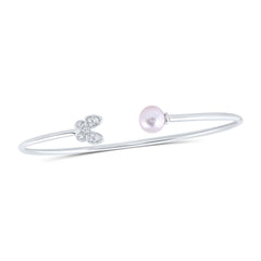1/12CTW-DIA CN 6MM-PEARL BUTTERFLY LADIES BANGLE (60X48MM)
