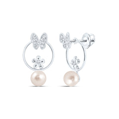 1/10CTW-DIA CN 6 MM-PEARL BUTTERFLY EARRING