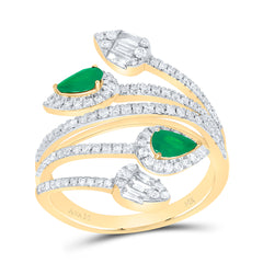 14K Yellow Gold 5/8 CTW-Natural Diamond 1/3 CTW-Ps-Em Natural Gemstone Ring 4.38 Gram