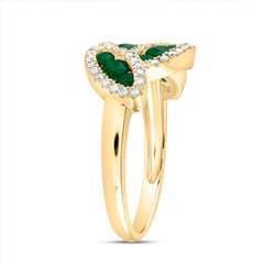 1/3CTW-DIA ANA M 3/4CTW RD-EM NAT GEM RING