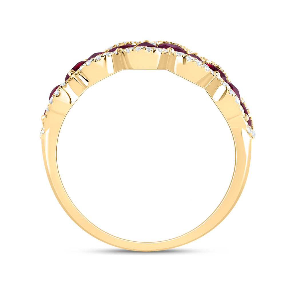 1/5CTW-DIA ANA M 2CTW PS-RU NAT GEM RING
