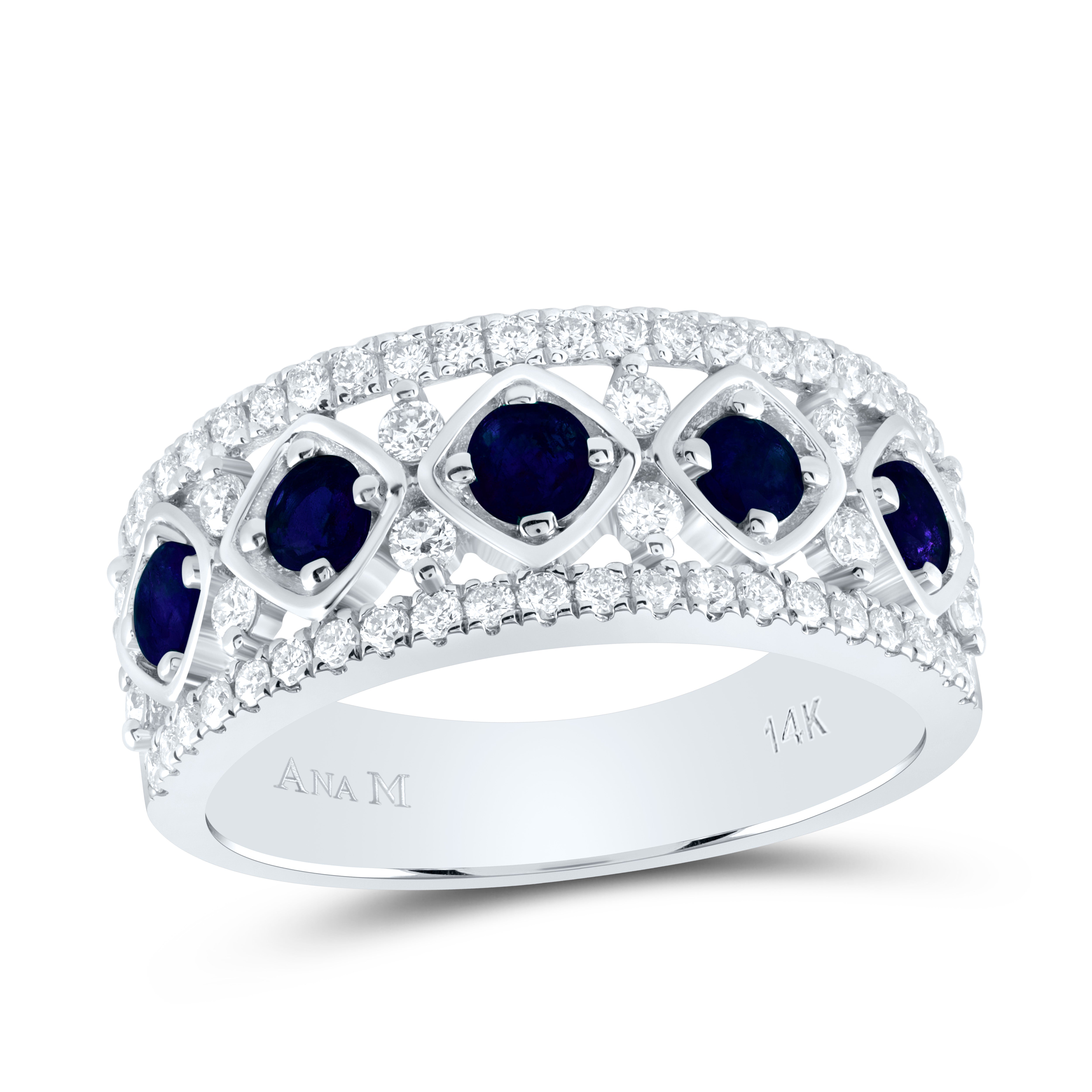 1/2CTW-DIA ANA M 3/4CTW RD-BS NAT GEM RING