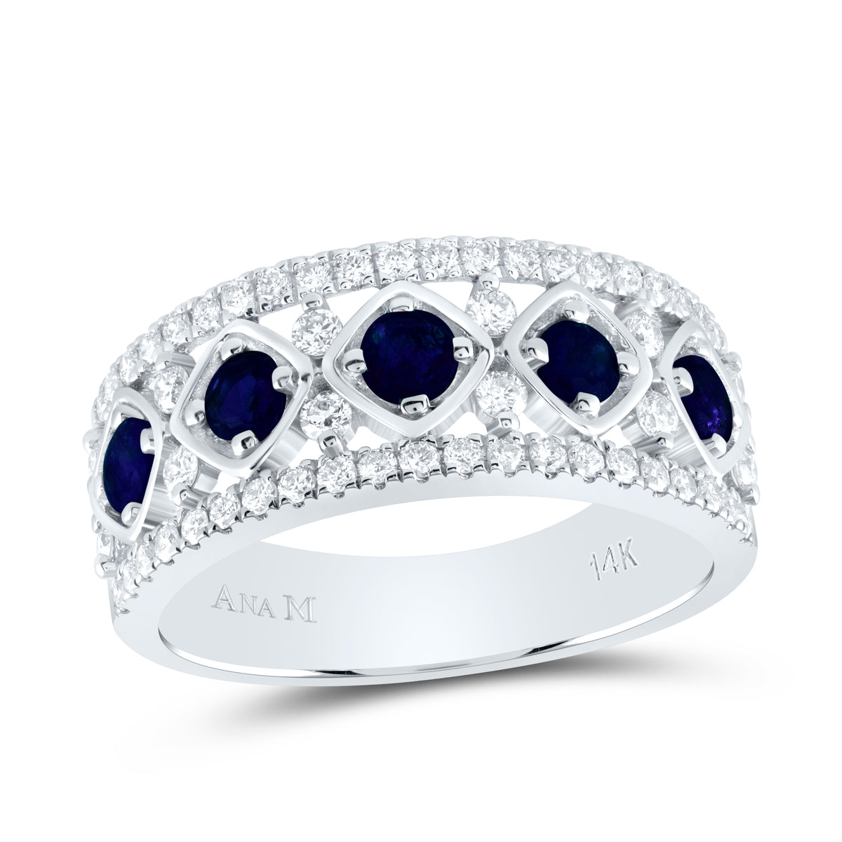 1/2CTW-DIA ANA M 3/4CTW RD-BS NAT GEM RING