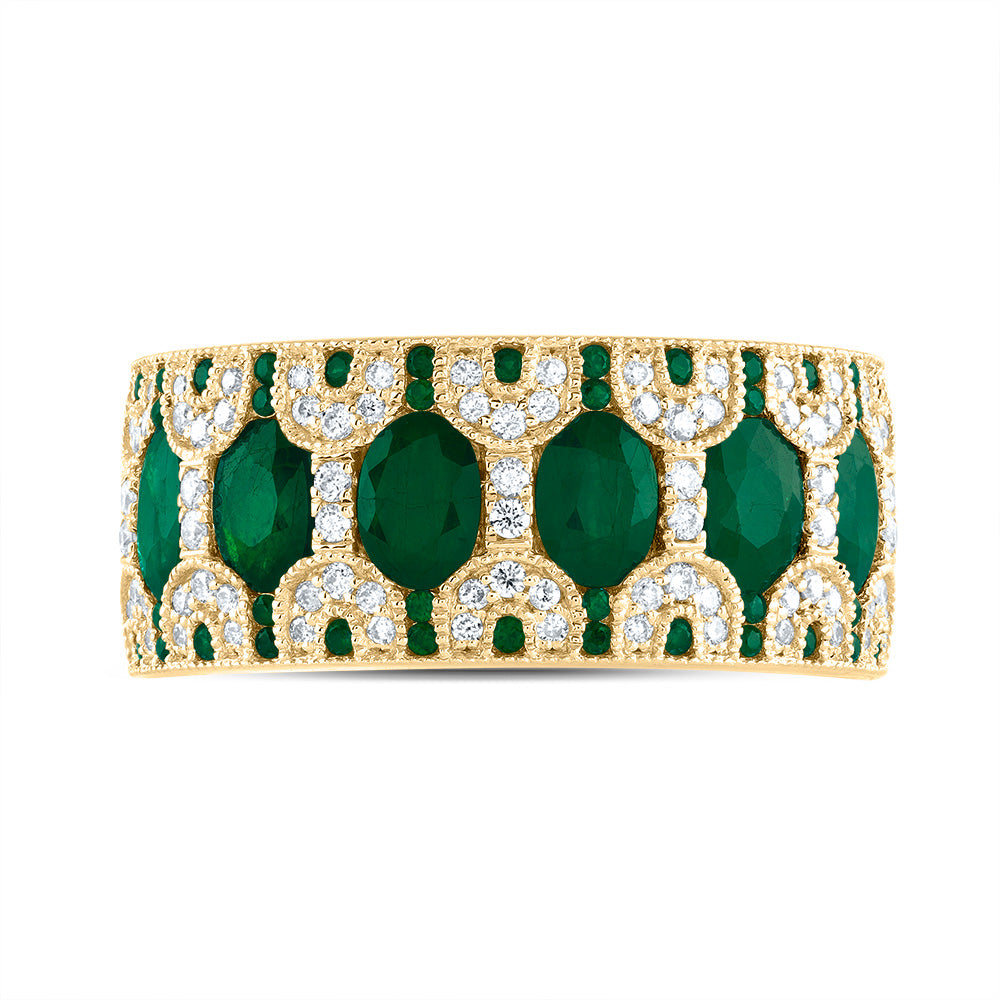 1/3CTW-DIA ANA M 1 7/8CTW OV-EM, 1/6CTW RD-EM NAT GEM RING
