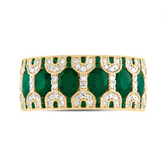1/3CTW-DIA ANA M 1 7/8CTW OV-EM, 1/6CTW RD-EM NAT GEM RING