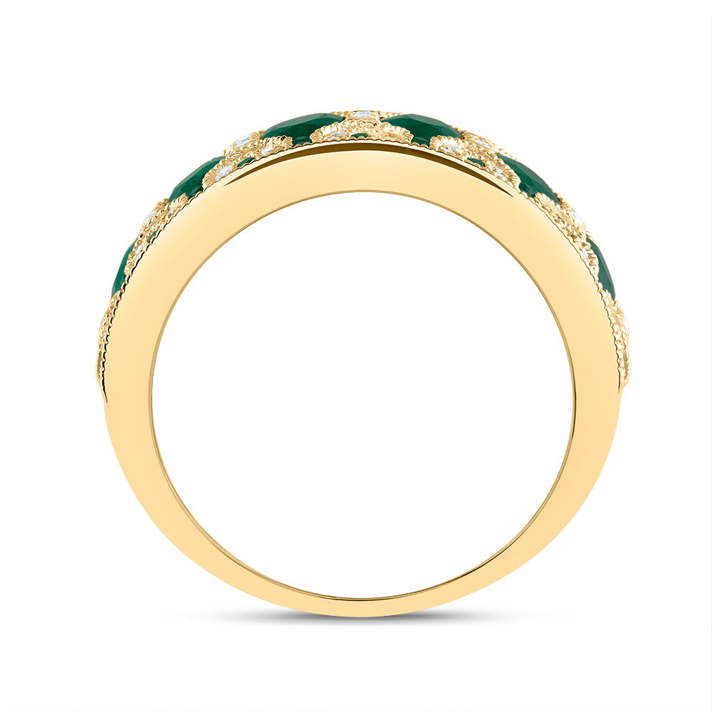 1/3CTW-DIA ANA M 1 7/8CTW OV-EM, 1/6CTW RD-EM NAT GEM RING