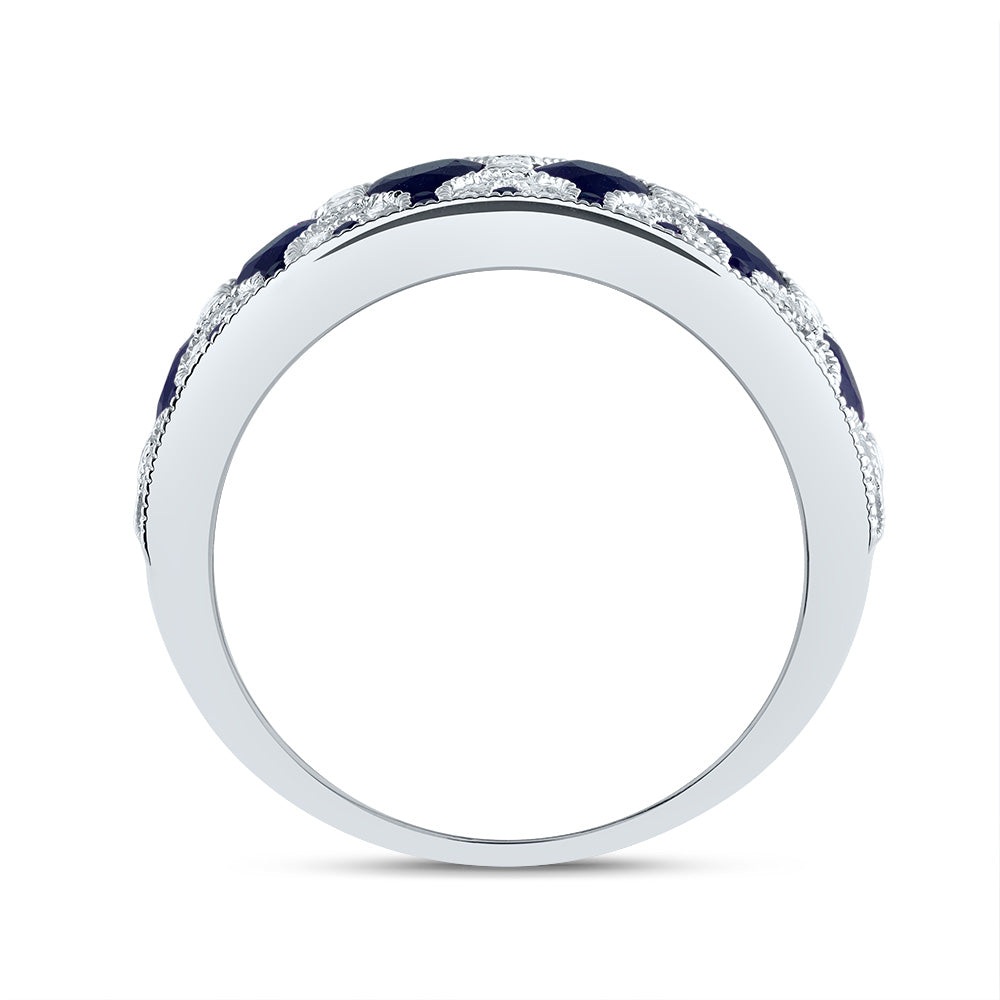 1/3CTW-DIA ANA M 2 1/4CTW OV-BS, 1/5CTW RD-BS NAT GEM RING