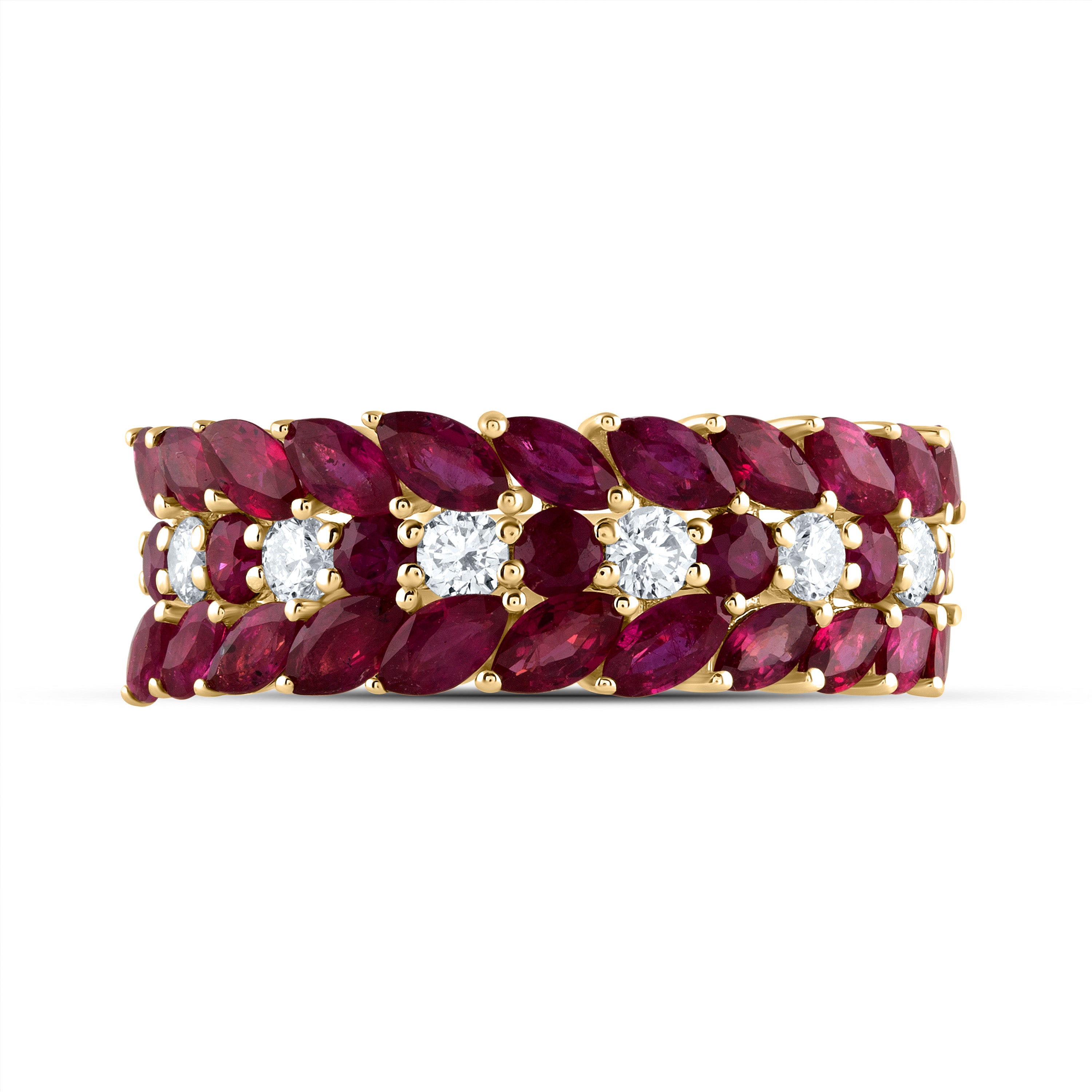 1/3CTW-DIA ANA M 2CTW MQ-RU, 1/2CTW RD-RU NAT GEM RING