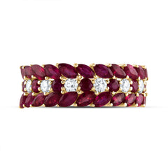 1/3CTW-DIA ANA M 2CTW MQ-RU, 1/2CTW RD-RU NAT GEM RING