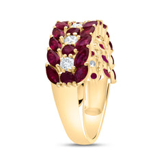 1/3CTW-DIA ANA M 2CTW MQ-RU, 1/2CTW RD-RU NAT GEM RING