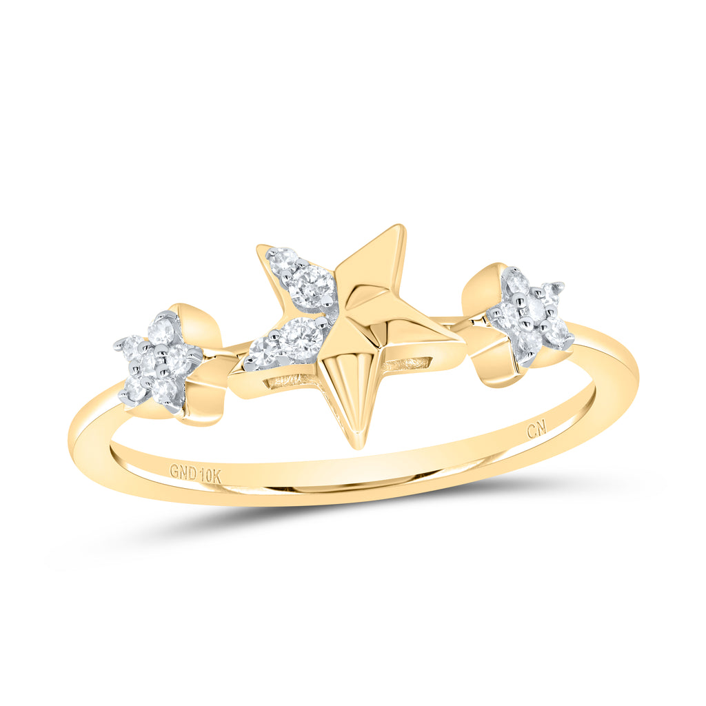 10K Yellow Gold 0.09 CTW Diamond Gift Star Ring 1.94 Gram – SB