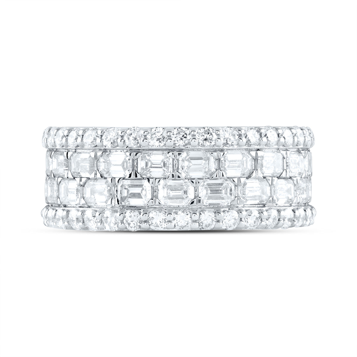 18k Gold 4 7/8 CTW-Natural Diamond Emerald Anniversary Band Gram