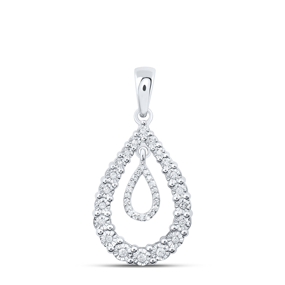 Sterling Silver 1/6 CTW-Natural Diamond Gift Pear Pendant 2.10 Gram