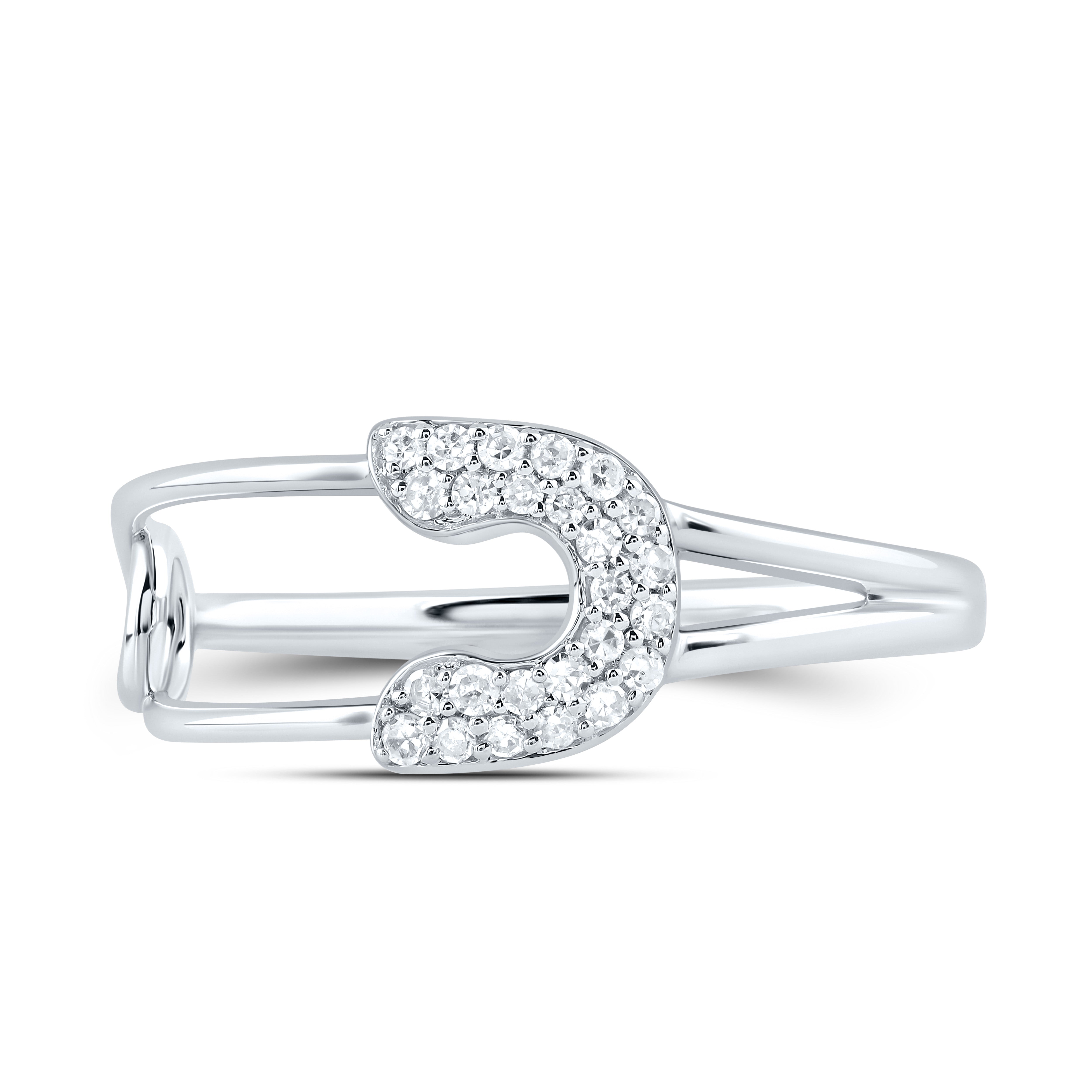 1/8CTW-DIA CN FASHION SAFETY PIN RING