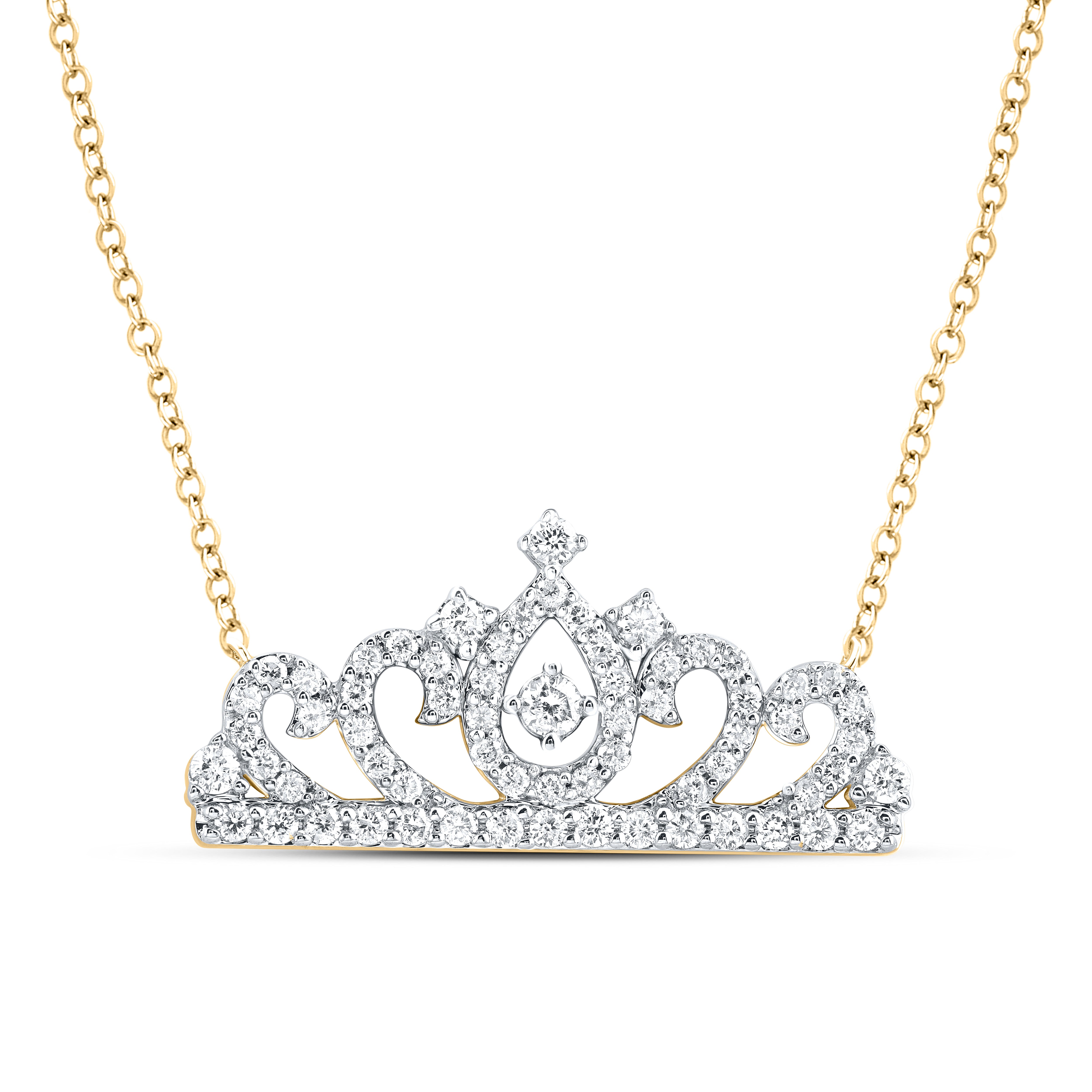 1/2CTW-DIA CN FASHION CROWN NECKLACE