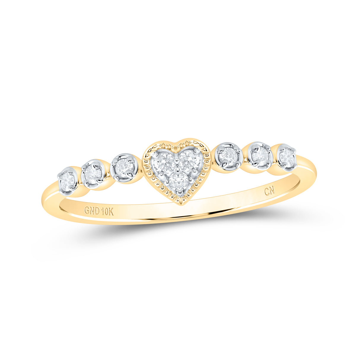 10K Yellow Gold 1/10 CTW-Natural Diamond Gift Stackable Band 1.15 Gram