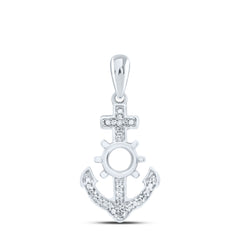Sterling Silver 1/20 CTW-Natural Diamond Gift Anchor Pendant 1.2 Gram
