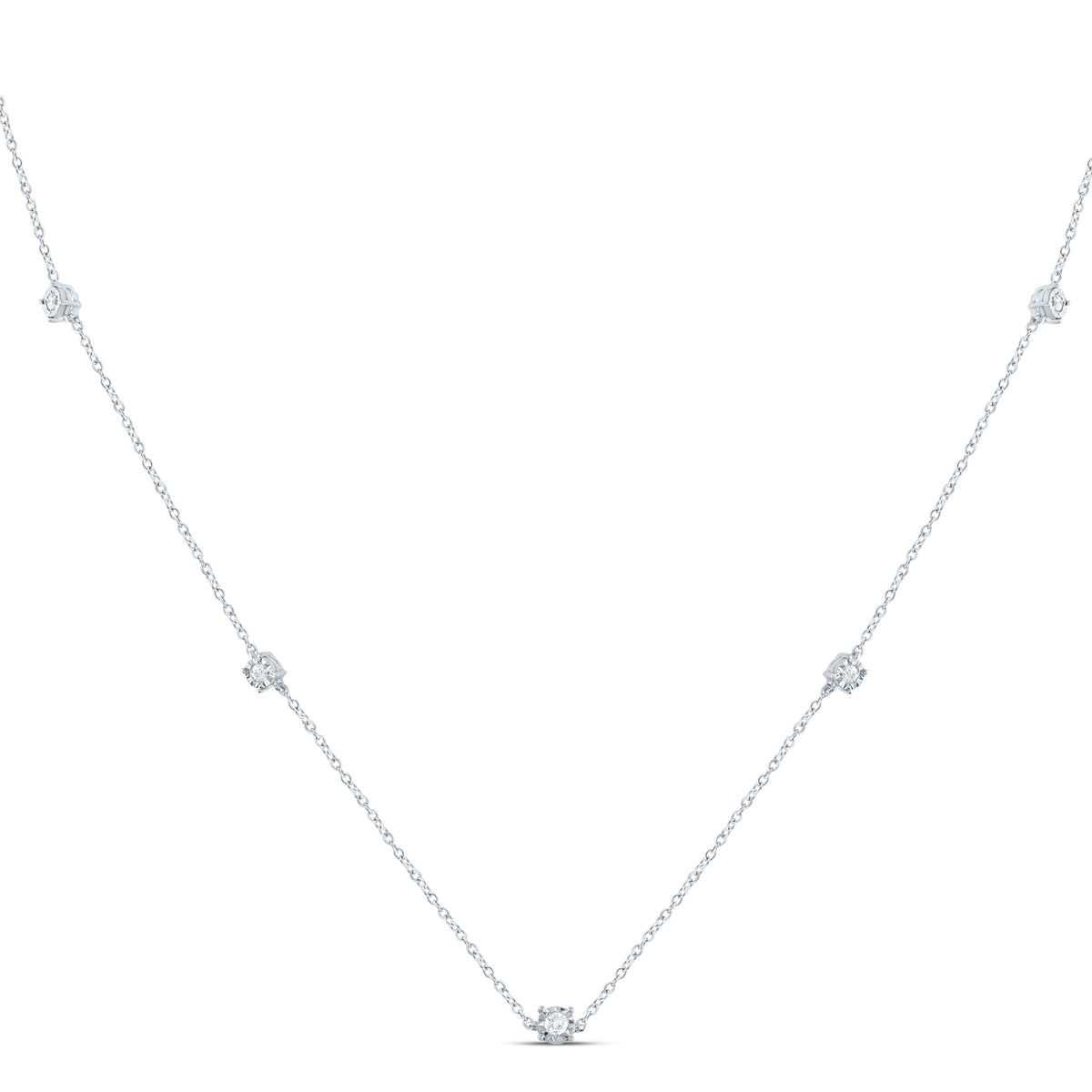 14K White Gold 1/6 CTW-Natural Diamond Fashion Necklace (16 Inch ) 0.49 Gram