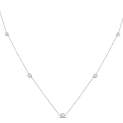 14K White Gold 1/6 CTW-Natural Diamond Fashion Necklace (16 Inch ) 0.49 Gram