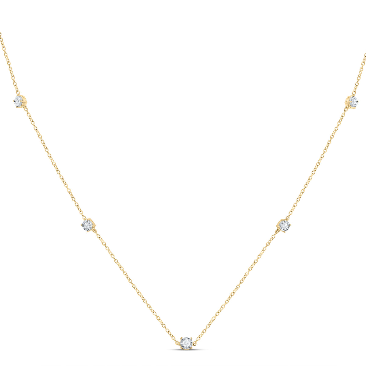 14K Yellow Gold 1/6 CTW-Natural Diamond Fashion Necklace (18 Inch ) 0.37 Gram