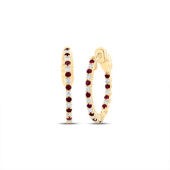 1/4CTW-DIA CN 1/3CTW RD-RU NAT GEM HOOP EARRING