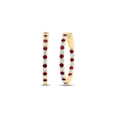 7/8CTW-DIA CN 1 1/3CTW RD-RU NAT GEM HOOP EARRING