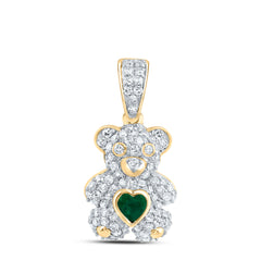 1/3CTW-DIA NK 3X3MM HS-EM NAT GEM HEART TEDDY BEAR PENDANT