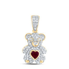 1/3CTW-DIA NK 3X3MM HS-RU NAT GEM HEART TEDDY BEAR PENDANT
