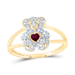 1/3CTW-DIA NK 3X3MM HS-RU NAT GEM HEART TEDDY BEAR RING