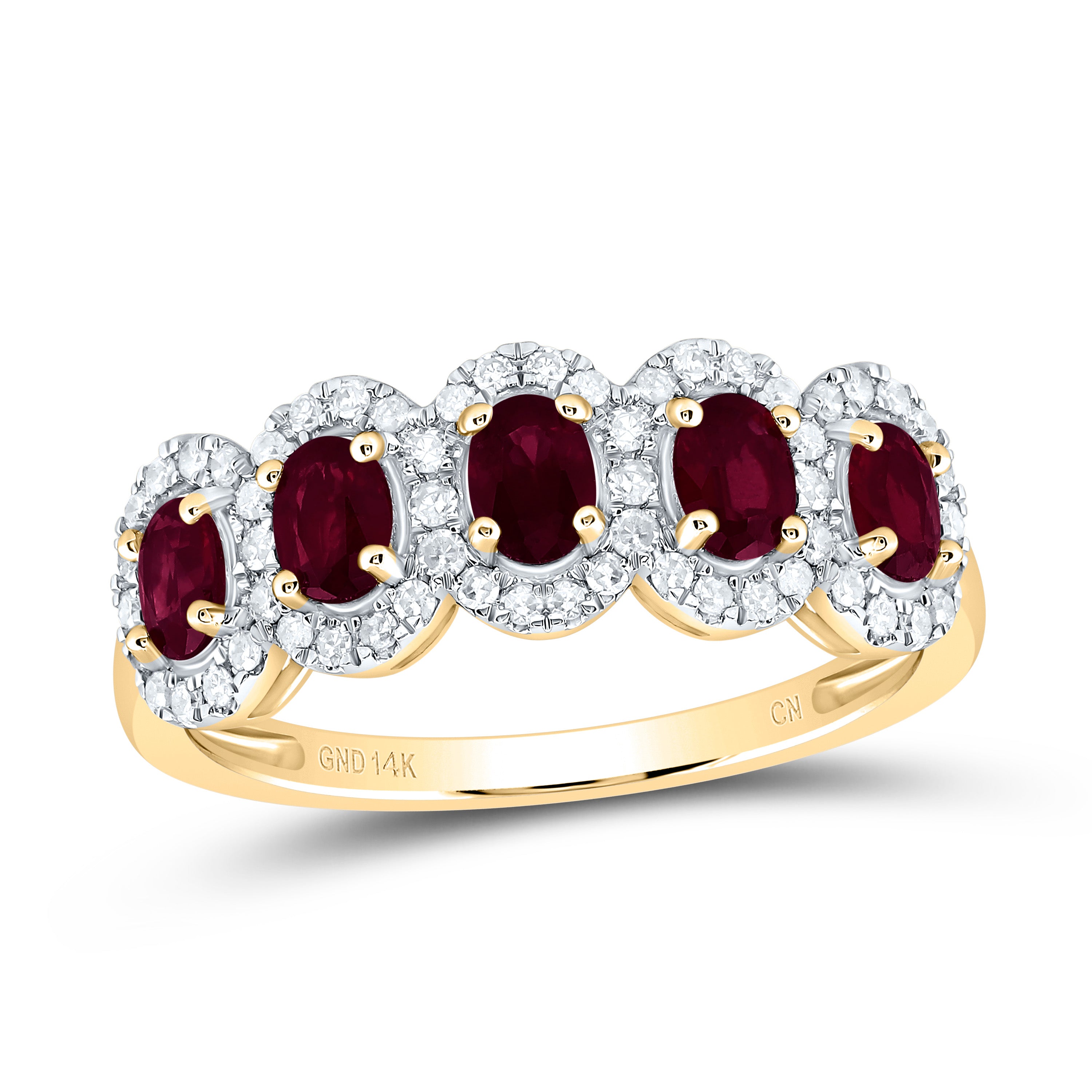 1/4CTW-DIA CN 1 CTW-OV RUBY NAT GEM ANNIVERSARY BAND